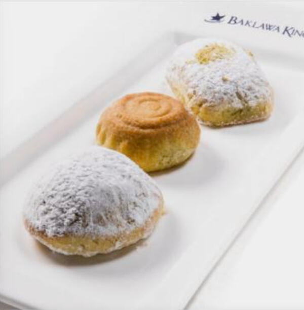 Small Mammoul Mix $43.00 Small assortment of traditional mammoul cookies with delicate shortbread shells, some dusted with powdered sugar.