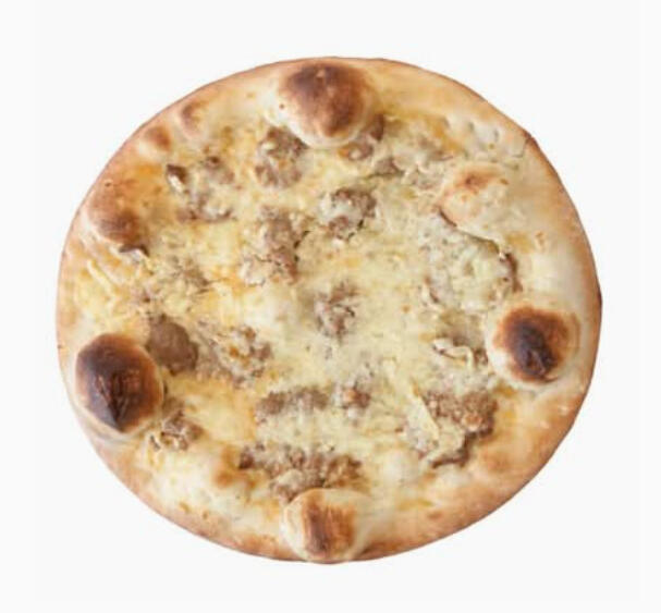 Cheese w/ Sujuk Pie $7.25 Lebanese flatbread topped with melted cheese and sujuk (cured beef sausage).